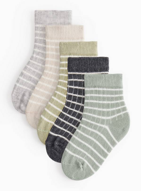 Neutral Striped Socks 5 Pack 12-24 months